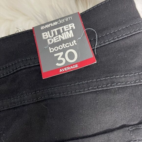 Avenue Butter Denim NWT Black Bootcut Jeans Scalloped Raw Hem Sz 30A - Picture 6 of 14